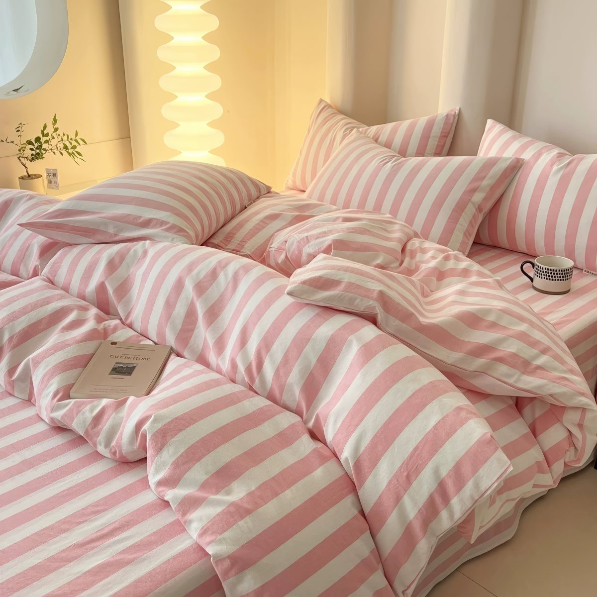 Simple Pastel Striped Bedding Set