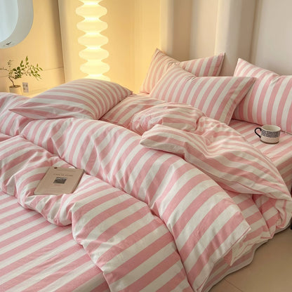 Simple Pastel Striped Bedding Set