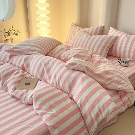 Simple Pastel Striped Bedding Set