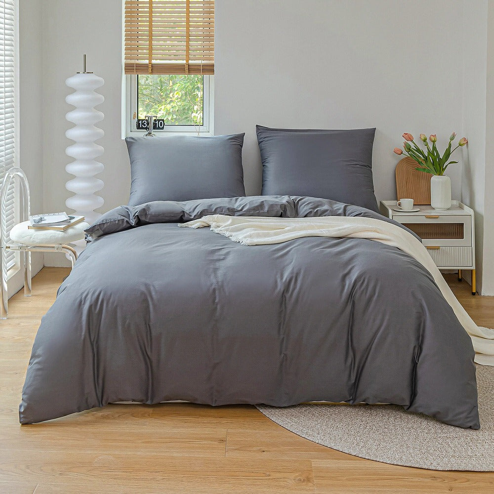 Ensemble housse de couette et taies décoratives simples en coton doux