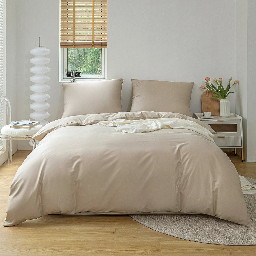 Ensemble housse de couette et taies décoratives simples en coton doux