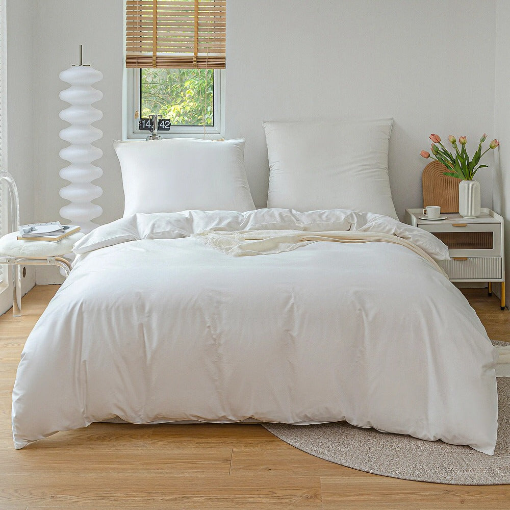 Ensemble housse de couette et taies décoratives simples en coton doux