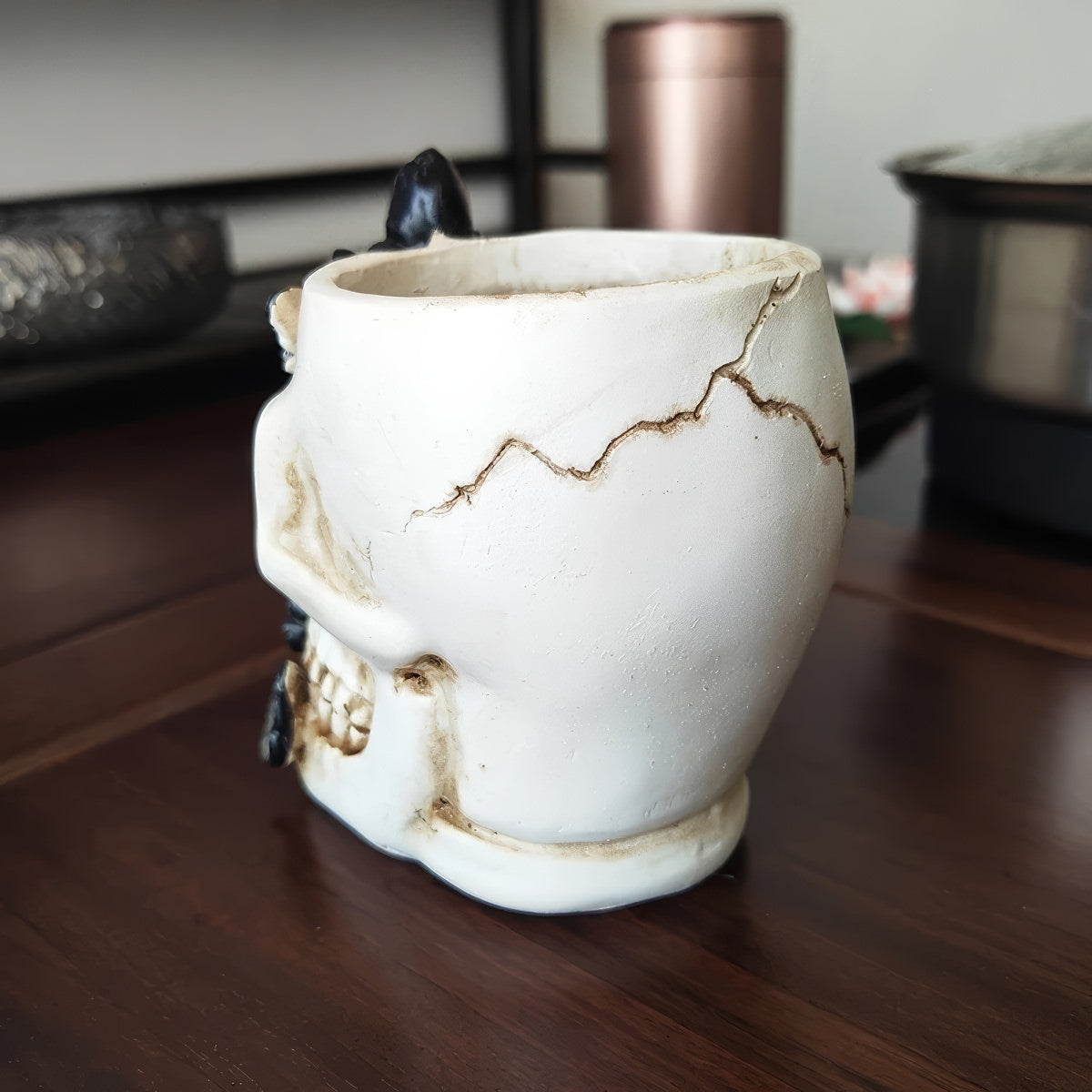 Skull with Butterflies Gothic Makeup Brush Holder