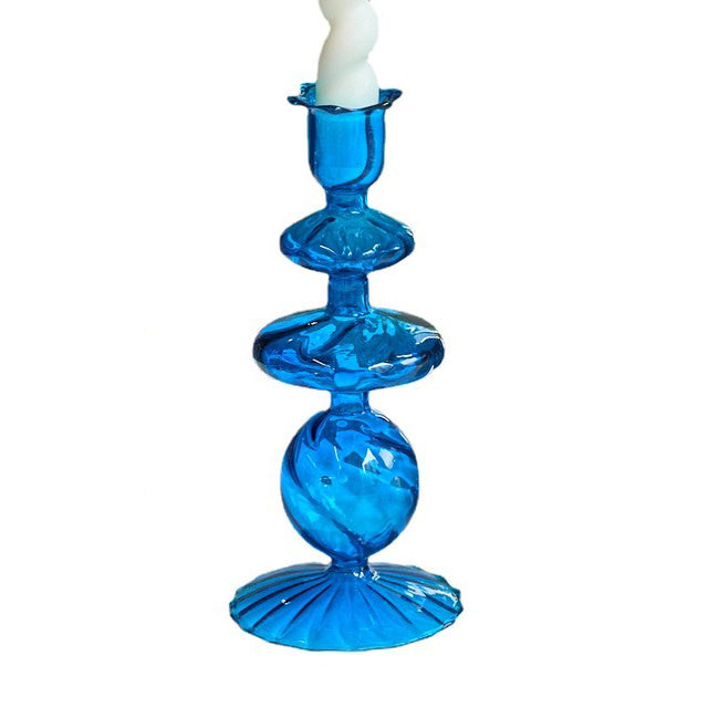 Sky Blue Glass Candle Holder AESTHETIC_Danish Pastel blown glass candleholder SUB CATEGORY_Desk Accessories