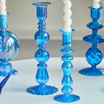 Sky Blue Glass Candle Holder AESTHETIC_Danish Pastel blown glass candleholder SUB CATEGORY_Desk Accessories