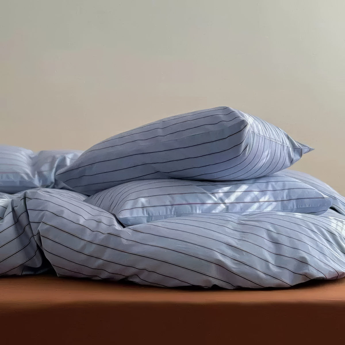 Slate Blue Pinstripe Bedding Set
