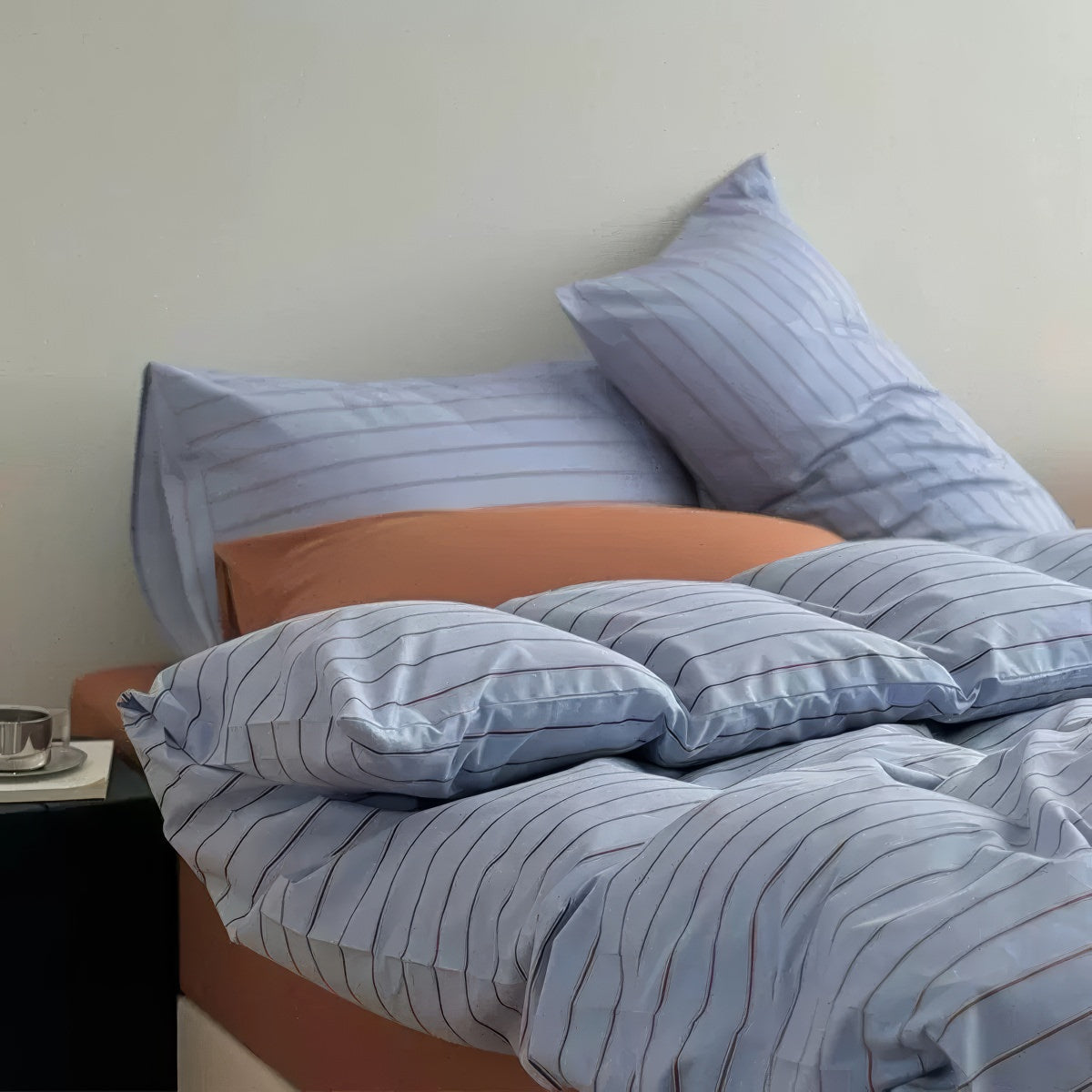 Slate Blue Pinstripe Bedding Set
