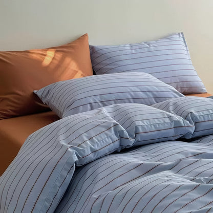 Slate Blue Pinstripe Bedding Set