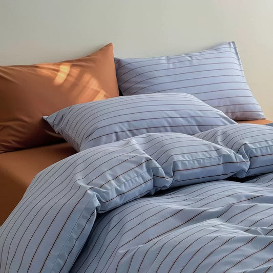 Slate Blue Pinstripe Bedding Set