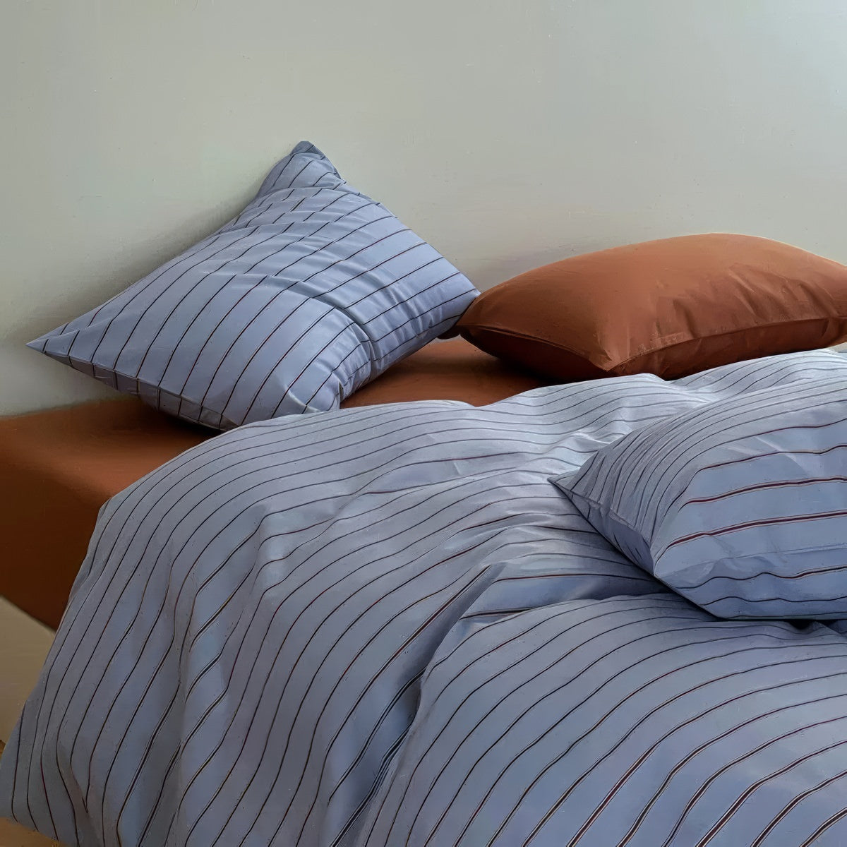 Slate Blue Pinstripe Bedding Set