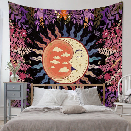 Sleeping Moon Floral Tapestry floral sun moon