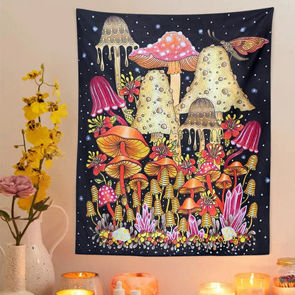 Sluggy Mushrooms Tapestry AESTHETIC_Mushroom AESTHETIC_Witchcore SUB CATEGORY_Tapestries