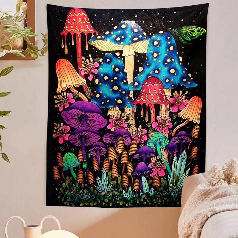 Sluggy Mushrooms Tapestry AESTHETIC_Mushroom AESTHETIC_Witchcore SUB CATEGORY_Tapestries