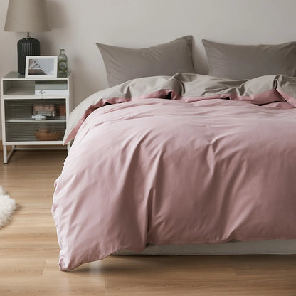 Soft Neutral Two-Tone Cotton Duvet Cover