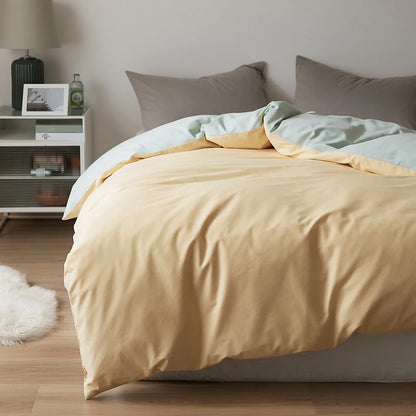 Soft Neutral Two-Tone Cotton Duvet Cover