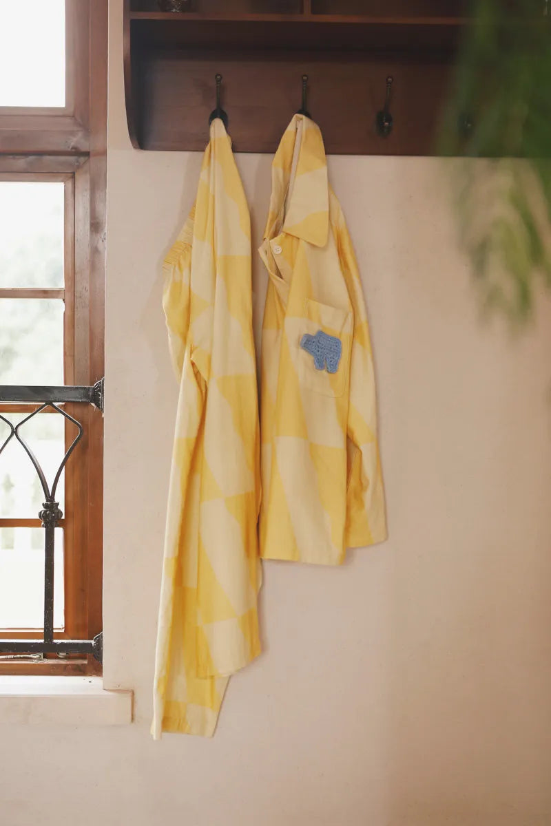 Soft Sunny Checkered Cotton Pajama Set