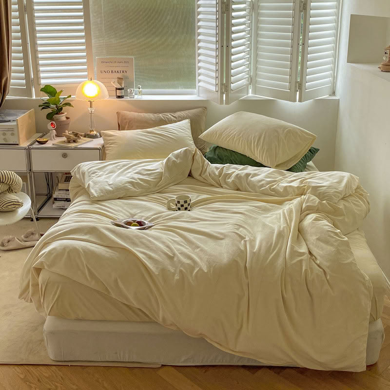 Solid Color Velvet Bedding Set
