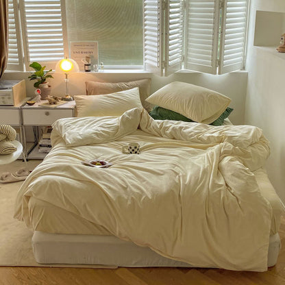 Solid Color Velvet Bedding Set