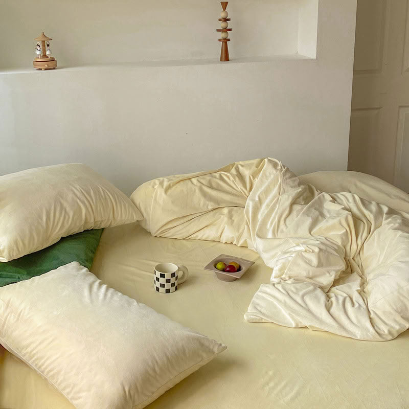 Solid Color Velvet Bedding Set