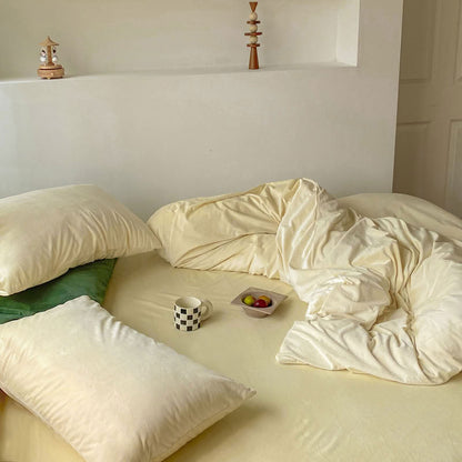 Solid Color Velvet Bedding Set