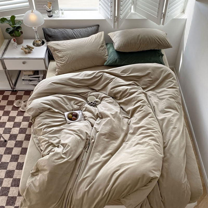 Solid Color Velvet Bedding Set