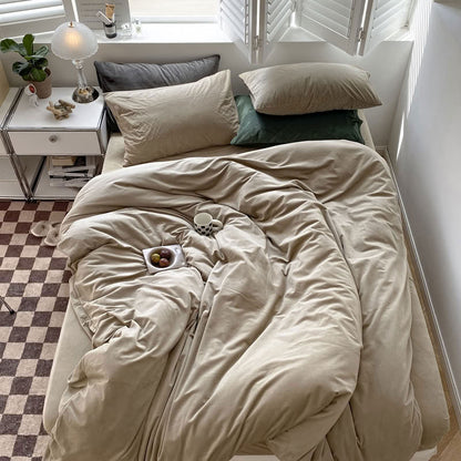 Solid Color Velvet Bedding Set