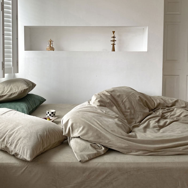Solid Color Velvet Bedding Set