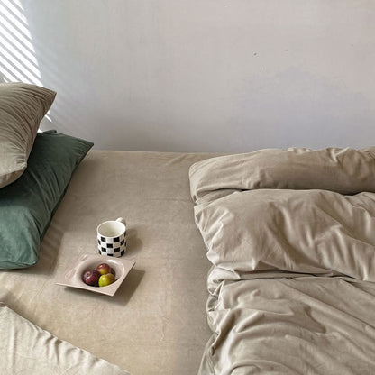 Solid Color Velvet Bedding Set