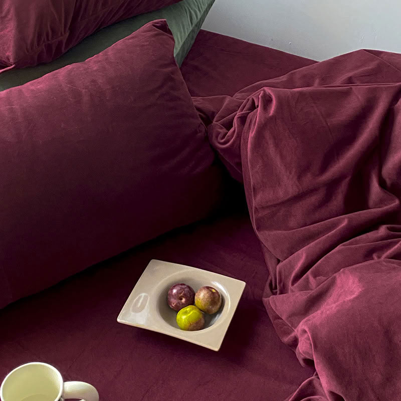 Solid Color Velvet Bedding Set