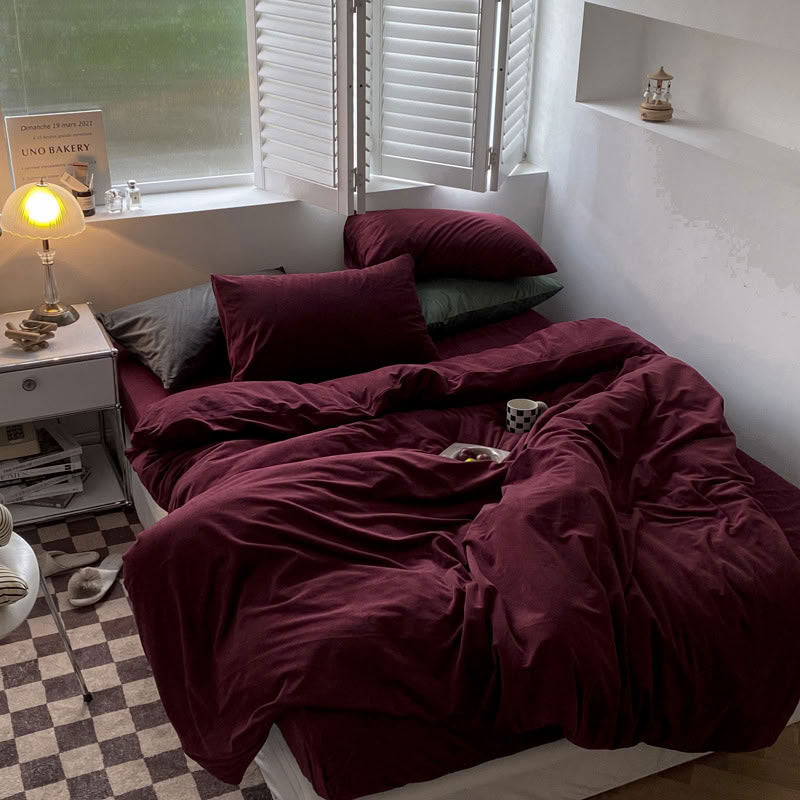 Solid Color Velvet Bedding Set