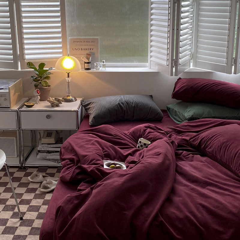 Solid Color Velvet Bedding Set