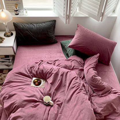 Solid Color Velvet Bedding Set