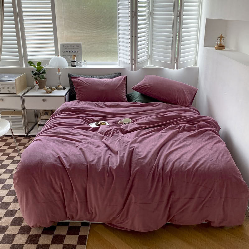 Solid Color Velvet Bedding Set