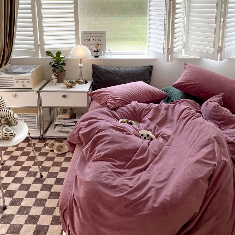 Solid Color Velvet Bedding Set