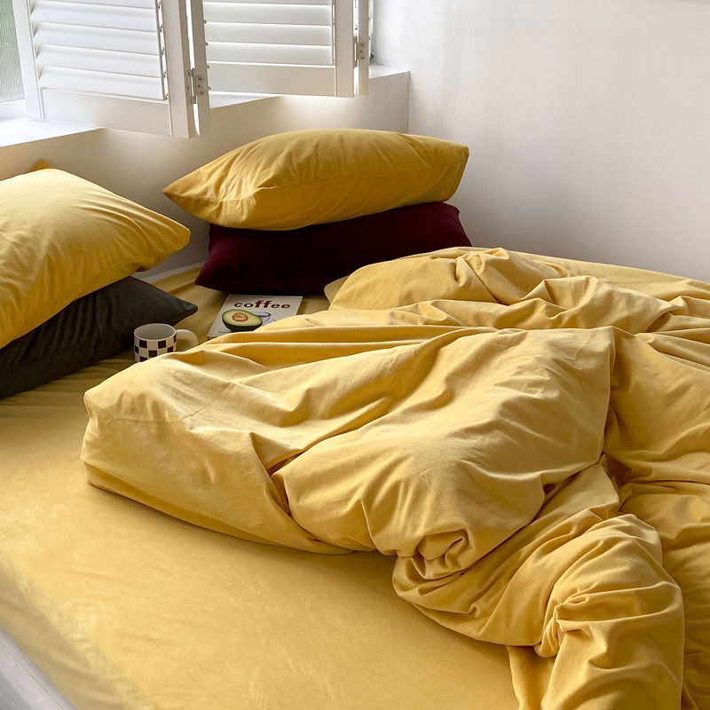 Solid Color Velvet Bedding Set