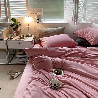 Solid Color Velvet Bedding Set