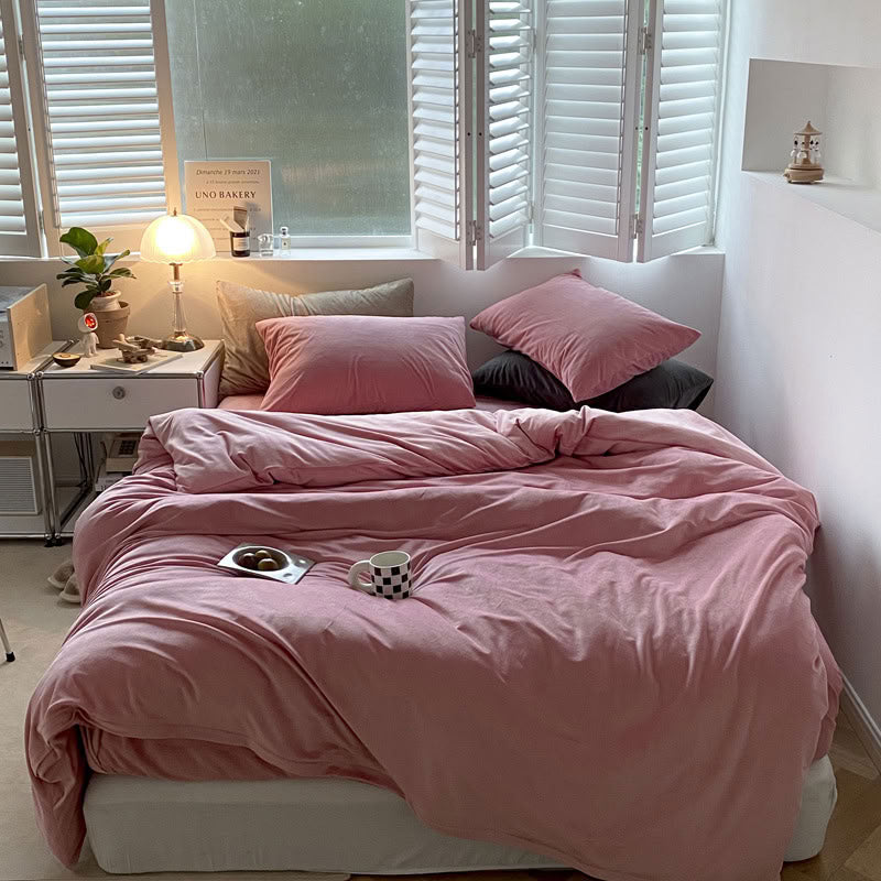 Solid Color Velvet Bedding Set