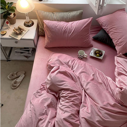 Solid Color Velvet Bedding Set