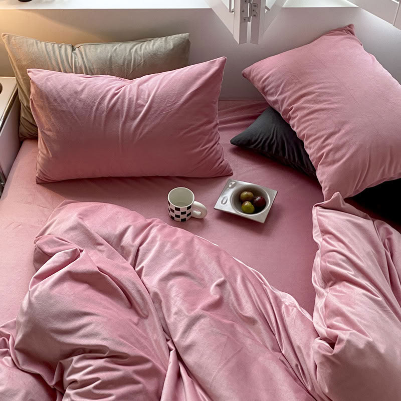 Solid Color Velvet Bedding Set