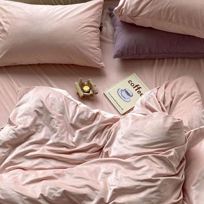 Solid Color Velvet Bedding Set