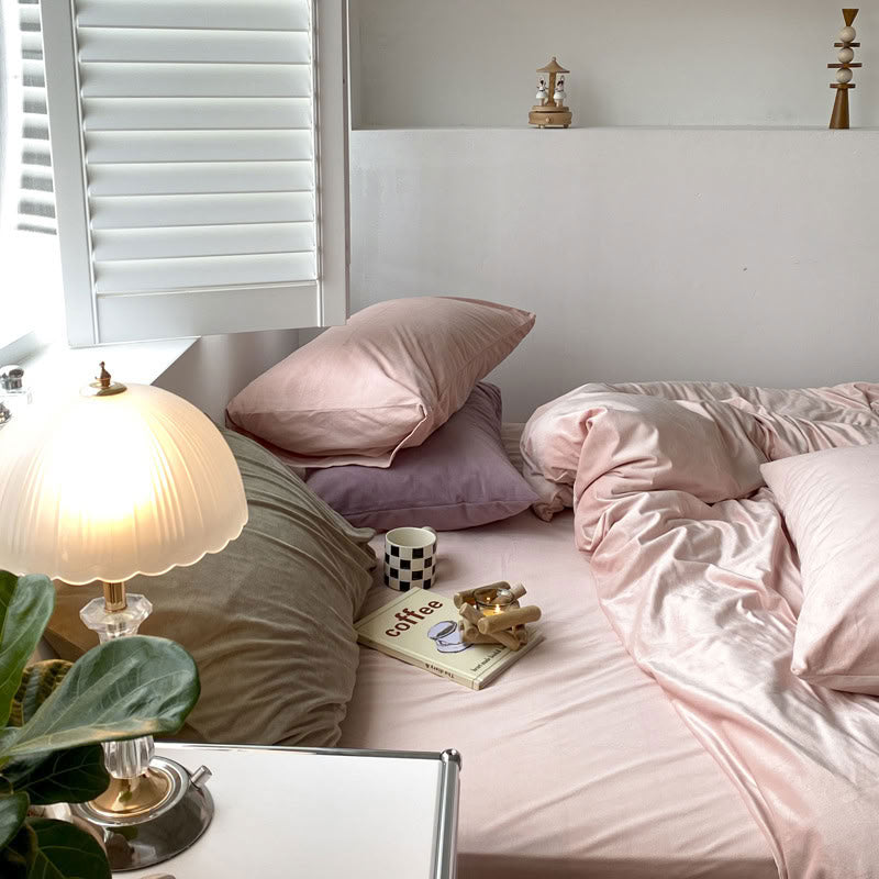 Solid Color Velvet Bedding Set