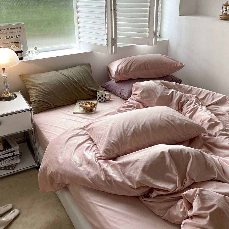 Solid Color Velvet Bedding Set