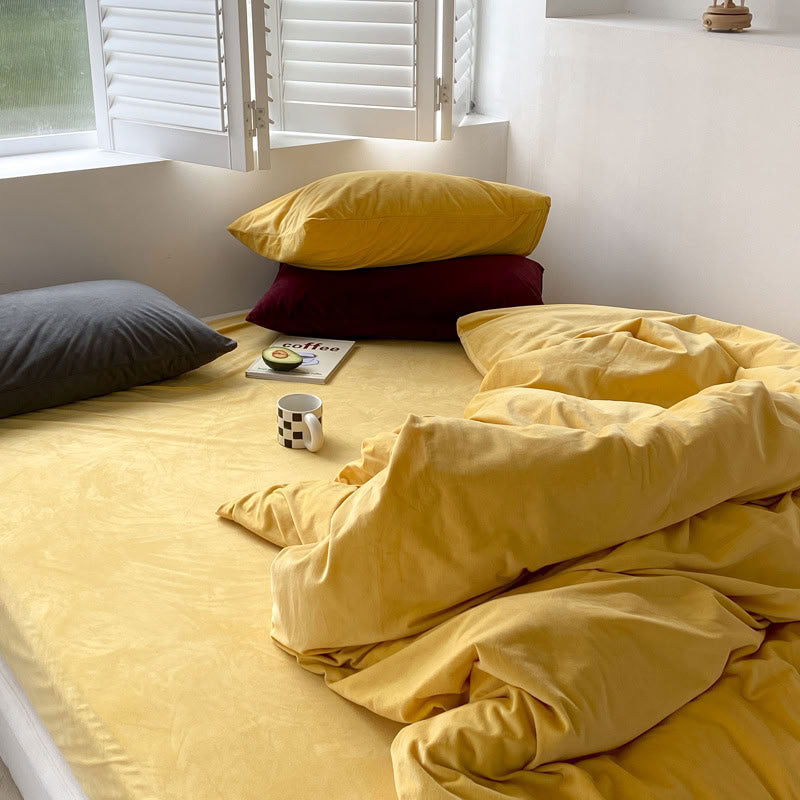 Solid Color Velvet Bedding Set