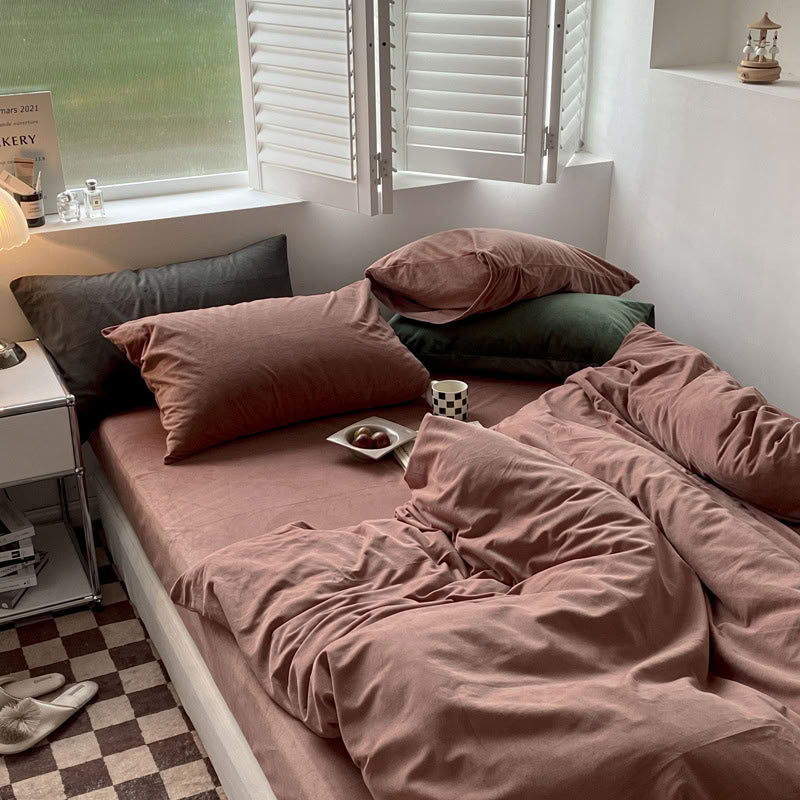 Solid Color Velvet Bedding Set