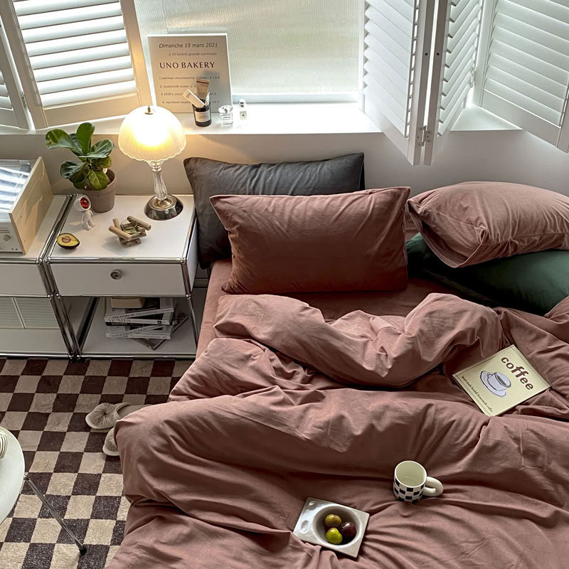 Solid Color Velvet Bedding Set