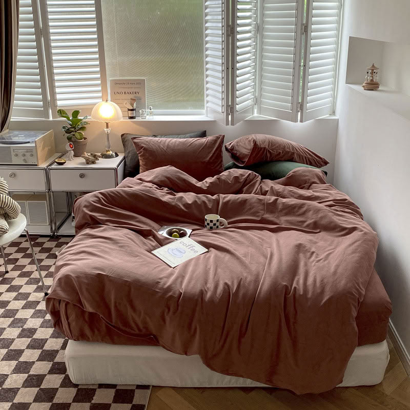 Solid Color Velvet Bedding Set