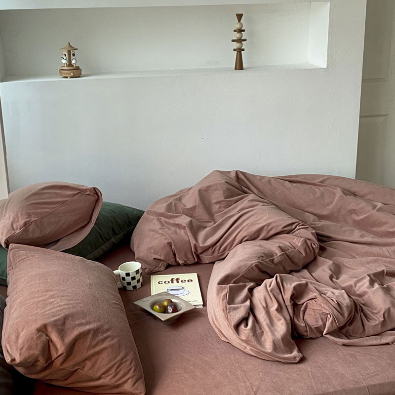 Solid Color Velvet Bedding Set