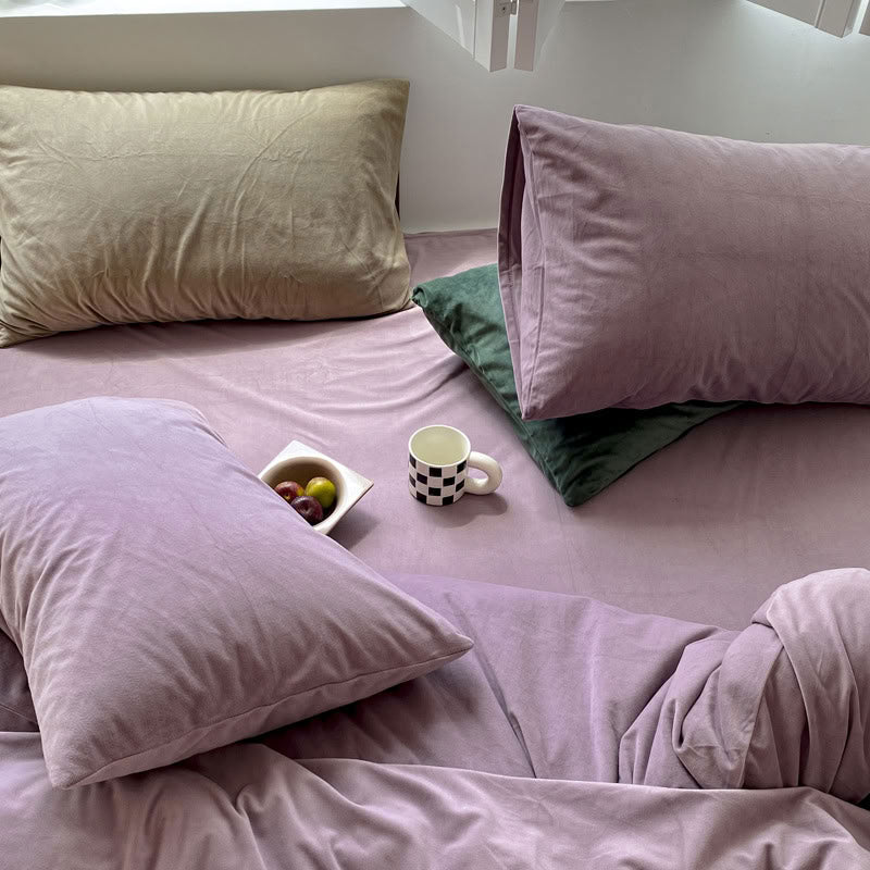 Solid Color Velvet Bedding Set