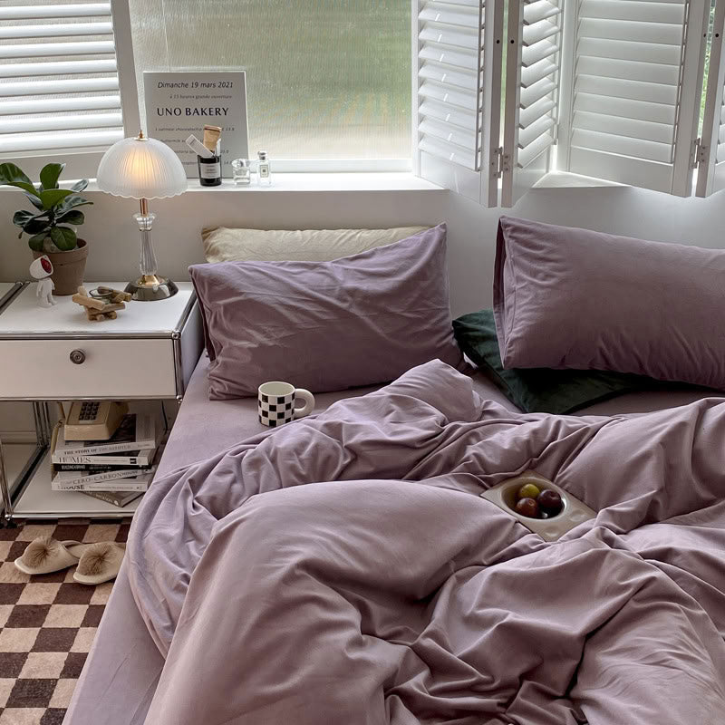 Solid Color Velvet Bedding Set