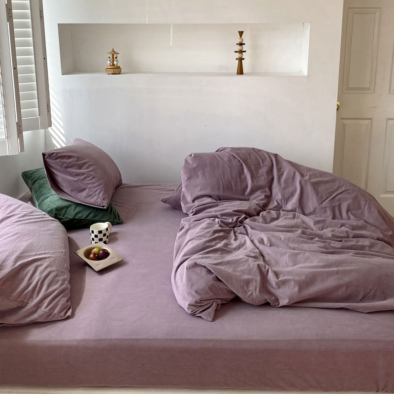 Solid Color Velvet Bedding Set